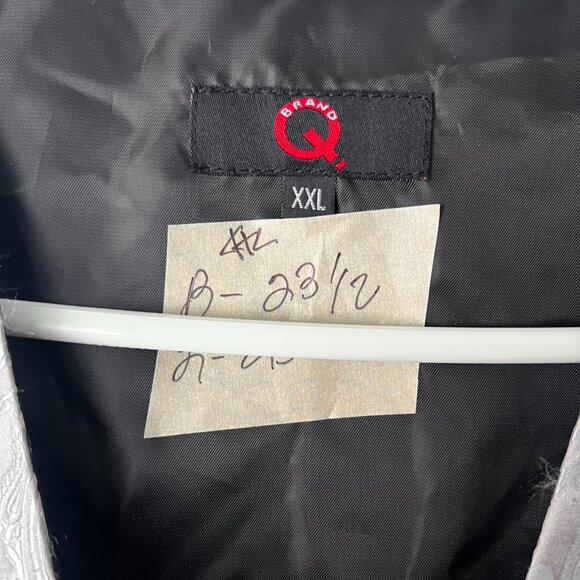 Mens XXL Silver Paisley Dress Vest Formal Tuxedo Wedding Prom Brand Q - Picture 3 of 6